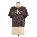 CALVIN KLEIN JEANS Short Sleeve T-Shirt: Brown Tops - Women's Size Large