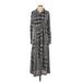 Attitudes by Renee Casual Dress - Shirtdress: Gray Grid Dresses - Women's Size Small