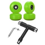 52mm 95A Skateboard Wheels with Black Bearing Street Wheels with Skate Tool Green 4 Pack
