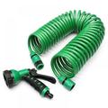 Coil Garden Hose 49FT EVA Recoil Garden Hose Heavy Duty Self-coiling Hose Coil with Corrosion-resistant Solid Brass Fittings Retractable Collapsible Water Hose with 7 Function Water Sprayer