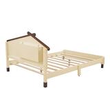 Wood Platform Bed with Motion Activated Night Lights Cream/Walnut - Full