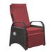 YJTONWIN PE Wicker Adjustable Reclining Lounge Chair Brown + Red