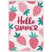 HGUAN Strawberry Hello Summer Garden Flag Pink Stripe Strawberry Garden Flag Summer Holiday Yard Decor Sweet Summer Porch Home Decor -12 x 18 Inch Double Side