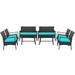 4/8 PCS Patio Wicker Furniture Set Cushion Chairs& Loveseat with Table 8-Piece