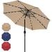 9 Solar Umbrella 32 LED Lighted Patio Umbrella Table Market Umbrella with Push Button Tilt/Crank Outdoor Umbrella for Garden Deck Backyard and Pool Tan