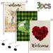 3Pcs Garden Flag - Valentines Welcome Flag St Patrick s Day Garden Flag Gnome 18 x 12 Inch Yard Flag Easter Garden Flag Double Sided Decorative Garden Flag for Outdoor Decoration J