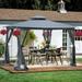 10 x 10 ft Outdoor Patio Canopy Gazebo with Ventilated Double-Tier Roof and Detachable Mesh Screens Gray