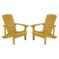 Flash Furniture Outdoor All-Weather Poly Resin Wood Adirondack Chairs (Set of 2) Yellow