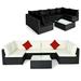 Gymax 7PCS Rattan Patio Conversation Sectional Furniture Set w/ 2 Set Cushion Covers