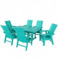 Polytrends Shoreside 7-Piece Rectangular Poly Eco-Friendly All Weather Outdoor Dining Set Turquoise