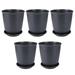 5pcs Pots with Drainage Saucer Round Flower Planters Nursery Pots Starting Pots Containers for Decoration Size ( Black )