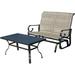 2Pcs Outdoor Furniture Patio Conversation Set Metal Coffee Table Loveseat Armchairs Glider With Textilene Fabric Without Pillows For Lawn Beach Backyard Pool Grey