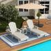 Polytrends Laguna All Weather Poly Pool Outdoor Chaise Lounge Set - with Square Side Table (3-Piece) Sand