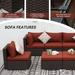 NAWABAY Patio Outdoor Furniture Modern Sectional Wicker Sofa Conversation Sets 9 Pieces-C - Red