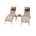 Pool Lounge Chairs Set of 3 Adjustable Aluminum Outdoor Chaise Lounge Chairs with Metal Side Table All Weather for Deck Lawn Poolside Backyard (Khaiki 2 Lounge Chair+1 Table)