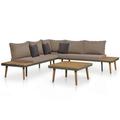 4 Piece Patio Lounge Set with Cushions Solid Acacia Wood Brown Outdoor Table and Chair Sets Outdoor Furniture Sets