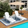 Polytrends Laguna All Weather Poly Pool Outdoor Chaise Lounge Set - with Square Side Table (3-Piece) White