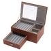 MYXIO Pen Display Box Organizer Wood Pen Display Case Multi-layer Fountain Pen Storage Box with Lid Top Glass Window Pen Organizer with Drawer (Brown/14 Slots)
