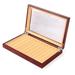 MYXIO Pen Display Box Organizer 24 Slots Leather Pen Display Case Double Layer Fountain Pen Storage Box with Lid Top Glass Window Pen Organizer with Drawer (Red/Wooden/12 Slots)