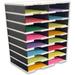 Tierdrop Literature Organizer/Forms Mailroom Classroom Sorter 16-Compartments With Optional Add-On Tiers For Easy Expansion Gray W/Black