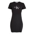 Calvin Klein Jeans Damen T-Shirt-Kleid mit Monogramm, schwarz, Gr. M