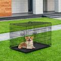 Furniture of America Mylo Metal Double Door Folding Wire Pet Crate with Divider by 42-inch