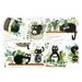 2 Pcs Home Decor Wall Stickers Green Plants Wall Sticker Wall Decals Cat Hanging Basket Wall Sticker Decorate Pvc