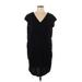 Splendid Casual Dress - Shift V Neck Short sleeves: Black Print Dresses - Women's Size Medium