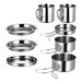 Camping Cookware Outdoor Camping Stainless Steel Folding Portable Backpack Water Cups Plates Outdoor Utensils Cook Gear for Hiking Picnic