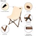 Portable Folding Canvas Camping Chair with Carry Bag for Camping Beach Picnic Garden Patio 2-Pack Beige - Beige