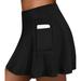 Dresses Women S Tennis Skirts Run Yoga Inner Shorts Elastic Sports Golf Pockets Hakama Tennis Skirt Casual Dresses For Women Black