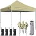 Eurmax 10 x10 Ez Pop Up Canopy Tent Commercial Instant Canopies - 10x10ft Beige