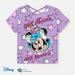 Disney Toddler Girls Graphic Tee Minnie Mouse Character Outfit Cloth Graphic Print Short Sleeve T-Shirt Minnie Purple 9-10T