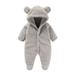 QIANGONG Baby Boys Bodysuits Solid Baby Boys Bodysuits Hooded Long Sleeve Baby Boys Bodysuits Grey 9-12 Months