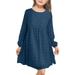 Esho 4-13Y Girls Casual Chiffon Dresses Little Girl Elegant Square Neck Party Dress Puff Sleeve Swing Dress