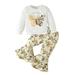 Baby Girl 2Pcs Fall Outfits Long Sleeve Butterfly Tops + Floral Pants