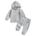 QIANGONG Boys Outfit Sets Waffle Boys Outfit Sets Hooded Long Sleeve Boys Outfit Sets Grey 18-24 Months