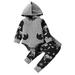 HIBRO Boy Summer Outfits Fall And Winter Boy Long Sleeve Dinosaur Hooded Top + Dinosaur Print Pants Comfortable Outdoor Outfits