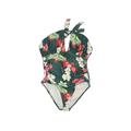 B2Prity One Piece Swimsuit: Green Floral Swimwear - Women's Size Large