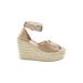 Soludos Wedges: Espadrille Platform Boho Chic Tan Print Shoes - Women's Size 8 1/2 - Open Toe