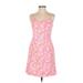 Lilly Pulitzer Casual Dress - A-Line Scoop Neck Sleeveless: Pink Floral Dresses - Women's Size 4 Petite