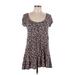 LA Hearts Casual Dress - A-Line Scoop Neck Short sleeves: Black Floral Dresses - Women's Size Large