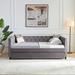 Full Size Gray Velvet Daybed with Pull-out Trundle Sofa Bed Frame