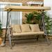 3-Seat Patio Swing Chair, Porch Swing Glider with Cushion