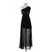 Ya Los Angeles Cocktail Dress One Shoulder Sleeveless: Black Solid Dresses - Women's Size Small