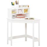 UTEX Corner Desk with Storage and Hutch for Small Space, Study Computer Desk Workstation & Writing Table, White