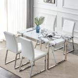 Mid-Century 5-Piece Extendable Dining Table Set Kitchen Table Set with Butterfly Leaf for 4