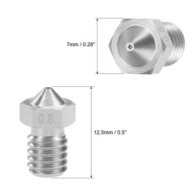 0.8mm 3D Printer Nozzle Head M6 Thread for V5 V6 3mm Extruder Print 4pcs - Silver 0.8mm 4pcs - 0.8mm 4pcs