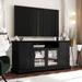 TV Stand for TV up to 65in with 2 Tempered Glass Doors Adjustable Panels Open Style Cabinet, Sideboard for Living Room