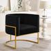 Black Mid-Century Upholstered Velvet Accent Chair With Golden Metal Stand,Curve Backrest,With Comforable Backrest